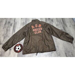Vintage 80s Windbreaker Jacket Auburn AUM Soccer Mens Medium Nylon w/ Patch NWOT